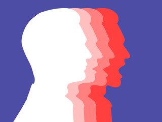 A man holding back his anger. The concept of hidden aggression. Vector illustration