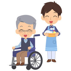 入浴を手伝いに来た介護士