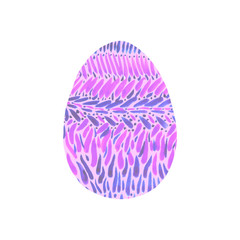 Abstract multi color textured Easter egg isolated on white background. Hand drawn pattern of circles, rounds, dots and lines