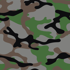 Military camouflage seamless pattern. Khaki texture. Trendy background. Abstract color vector illustration. For design wallpaper, wrapping paper, fabric.