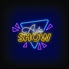 Auto Show Neon Signs Style Text vector