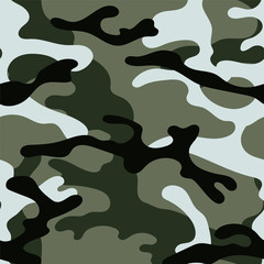 Military camouflage seamless pattern. Khaki texture. Trendy background. Abstract color vector illustration. For design wallpaper, wrapping paper, fabric.