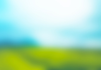 Abstract green blurred landscape background beautiful nature. Freshness backdrop. Spring concept. design for advertising, cosmetic, health, summer. Product display or montage. Defocused illustration