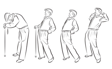 おじいさんの全身ベクターイラスト