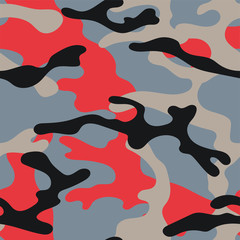 Military camouflage seamless pattern. Khaki texture. Trendy background. Abstract color vector illustration. For design wallpaper, wrapping paper, fabric.