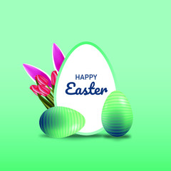 Composition of 3D Easter eggs. Holiday background. EPS10