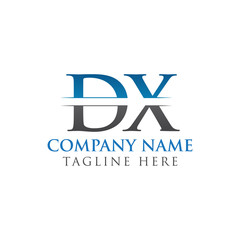 Initial DX Letter Logo Design Vector With Blue and Grey Color. DX Logo Design