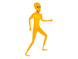 Orange alien isolated on a white background. In minimalist style. Cartoon flat raster