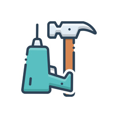 Color illustration icon for carpentry