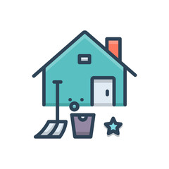 Color illustration icon for home deep