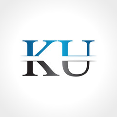 Initial KU letter Logo Design vector Illustration. Abstract Letter KU logo Design