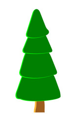 Vector green coniferous tree. Game UI flat. Stylized spruce for logo design, build 2D games or postcards.