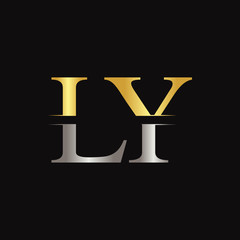 Initial LY letter Logo Design vector Template. Abstract Black Letter LY logo Design