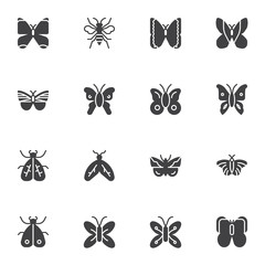 Obraz na płótnie Canvas Butterfly vector icons set, modern solid symbol collection, filled style pictogram pack. Signs, logo illustration. Set includes icons as butterfly wings, moth, fly