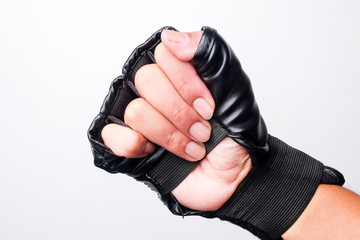 Fototapeta premium hands in black gloves isolated on white background