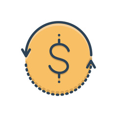 Color illustration icon for currency