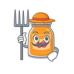 Happy Farmer apple jam cartoon picture with hat and tools