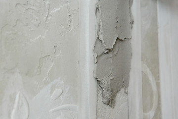 putty mortar or cement smear on concrete wall