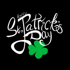 Happy St. Patrick's day lettering banner, green clover,