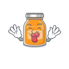 Funny apple jam mascot design with Tongue out