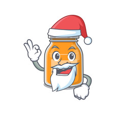 Apple jam in Santa cartoon character style with ok finger