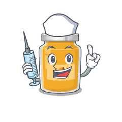 A appricot hospitable Nurse character with a syringe