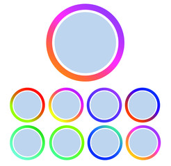 Empty round icons for social media stories. Perfect for bloggers. Insert the desired material. Set. Bright design. Vector