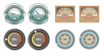 Speedometer and fuel volume indicator and display set