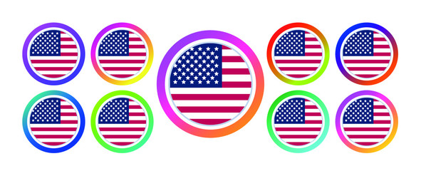 Round icon for social media stories. Perfect for bloggers. American flag . Set. Bright design. Vector. USA. Isolated on a white background