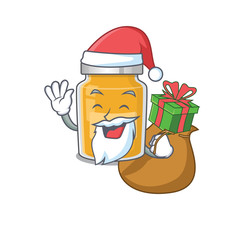 Santa appricot Cartoon character design having box of gifts