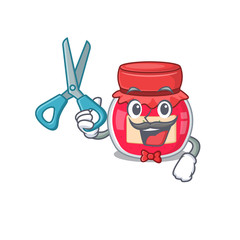 Cartoon character of Sporty Barber strawberry jam design style