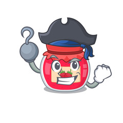 Cute strawberry jam mascot design with a hat