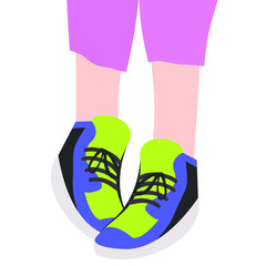 Women's or men's socks in sneakers. Bright athletic shoes. Fashion accessory. Hand-drawn color illustration of fashion. Flat design. Vector