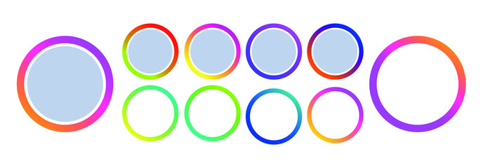 Empty round icons for social media stories. Perfect for bloggers. Insert the desired material. Set. Bright design. Vector