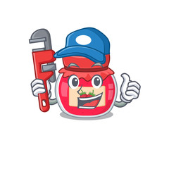 A cute picture of strawberry jam working as a Plumber