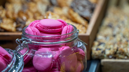 Strawberry Macarons Filled With Strawberry Cream