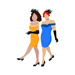 Happy Girl Party. Fashionable woman vector illustration.