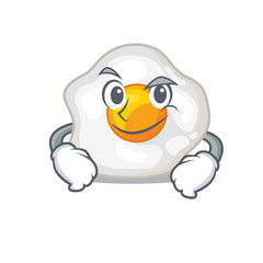 Obraz premium Cool fried egg mascot character with Smirking face