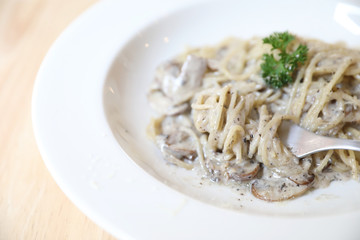 Spaghetti with Truffle Cream Sauce Italian food