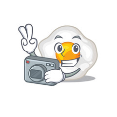 Cool Photographer fried egg character with a camera