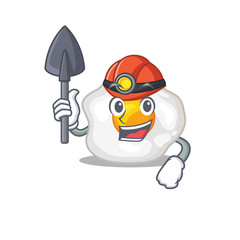 Cool clever Miner fried egg cartoon character design
