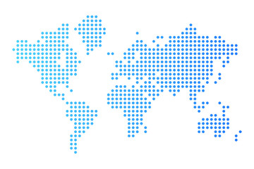 Fototapeta na wymiar Abstract computer graphics world Map of blue round dots. Vector illustration