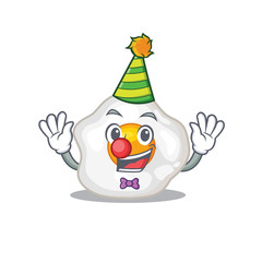 Funny Clown fried egg cartoon character mascot design