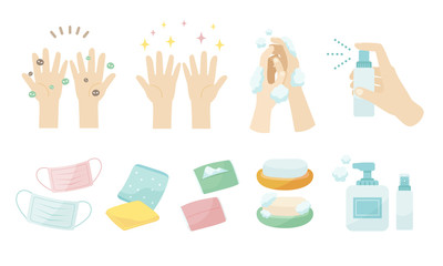 衛生用品、手洗いイラスト