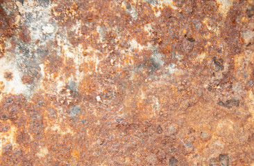 red rusty iron on metal plates. Background and artwork on meta
