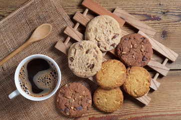 Coffee and various cookies