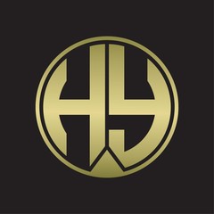 HY Logo monogram circle with piece ribbon style on gold colors