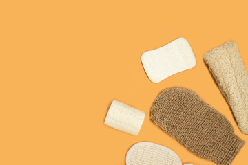 Set of eco-friendly sponges for body care.