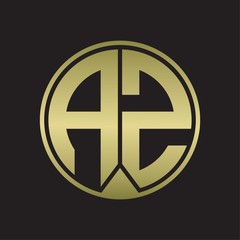 AZ Logo monogram circle with piece ribbon style on gold colors