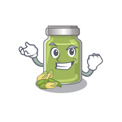 cool confident Successful pistachio butter cartoon character style